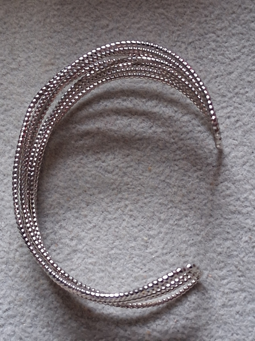 Silver Tone Multi Strand Cuff Bracelet Textured Layered Wide Bangle